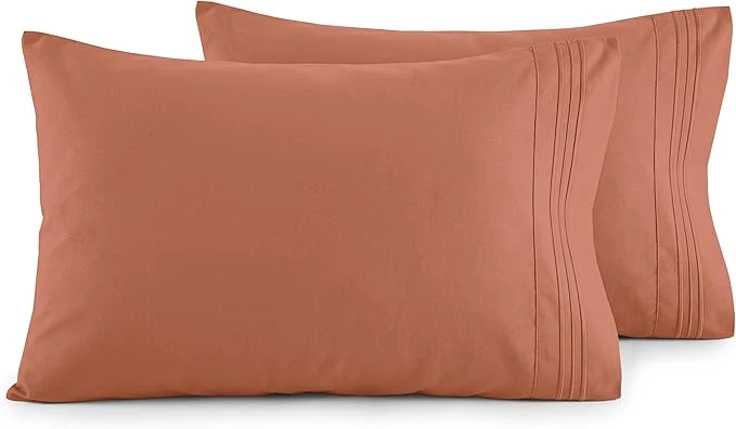 Crafted Elegant Comfort Luxury Ultra-Soft 2-Piece Pillowcase Set - 1500 Premium Hotel Quality Microfiber Double Brushed - Wrinkle Resistant Standard Queen Coral Reliable