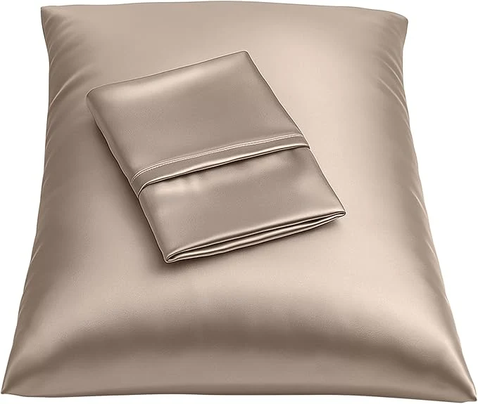 Fast BLISSFORD Satin Pillowcase with Zipper for Hair and Skin Care Feels Soft and Cool Like a Silk Pillowcase Satin Pillow Cases 2 Pack Slik Pillow Cover Pewter Standard Size -Set of 2 Durable