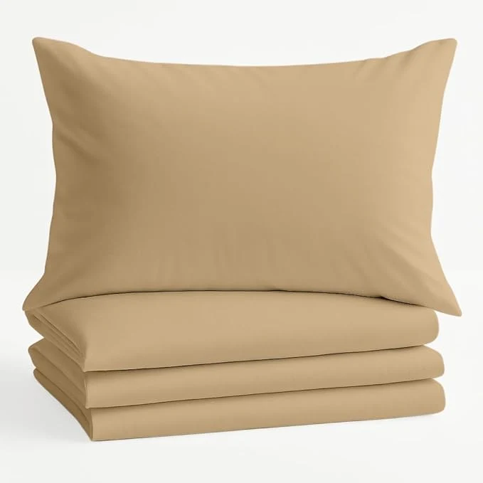Healthy Comfort Beddings Queen Pillowcases Set of 4 – Organic Cotton 600 Thread Count Sateen Soft amp Comfy Pillow Covers with Envelope Closure Taupe Queen Size 20 x 30 Inches Specialty