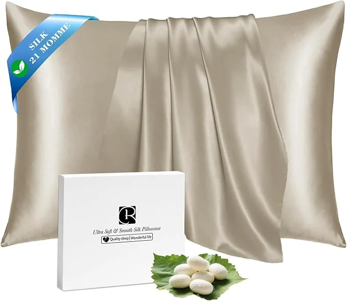 Practical Ravmix Silk Pillow Cases with Zipper 21momme Mulberry Silk Pillowcase for Hair Skin Health Soft Smooth Breathable Cool Pillow Cover for Beauty Sleep with Gift Box 1PC King 20 quot x36 quot Taupe Traditional