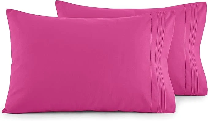 Comfortable Elegant Comfort Luxury Ultra-Soft 2-Piece Pillowcase Set - 1500 Premium Hotel Quality Microfiber Double Brushed - Wrinkle Resistant Standard Queen Pink Long-Lasting