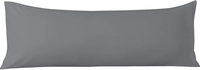 Practical Comfort Beddings Body Pillowcase Organic Cotton 600 Thread Count Sateen Soft Cooling Grey 1-Pack Hidden Zipper Closure Hotel Quality Fade amp Shrink Resistant 20 x 48 Inches Traditional