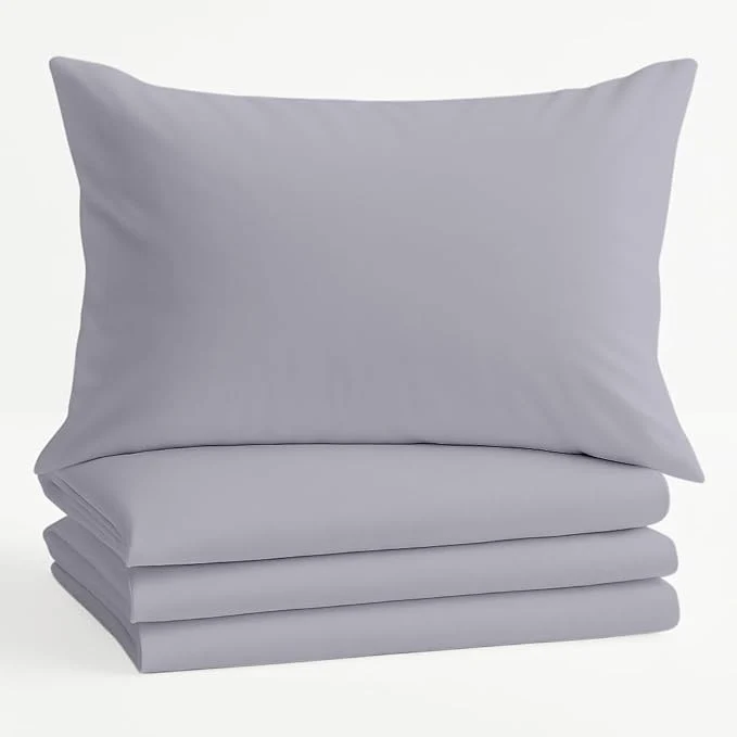 Quality Comfort Beddings Queen Pillowcases Set of 4 – Organic Cotton 600 Thread Count Sateen Soft amp Comfy Pillow Covers with Envelope Closure Silver Queen Size 20 x 30 Inches High-Quality