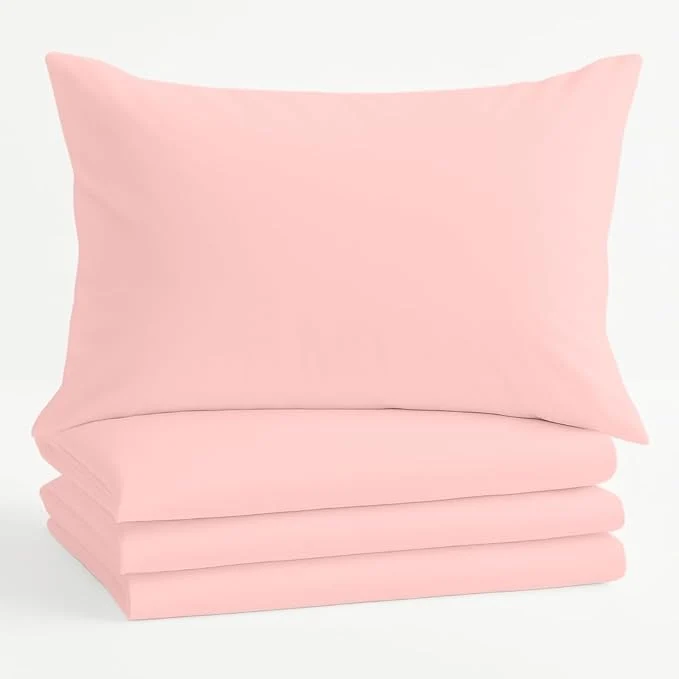 Comfort Beddings Standard Pillowcases Set of 4 – Organic Cotton 600 Thread Count Sateen Soft amp Comfy Pillow Covers with Envelope Closure Blush Standard Size 20 x 26 Inches Enhanced