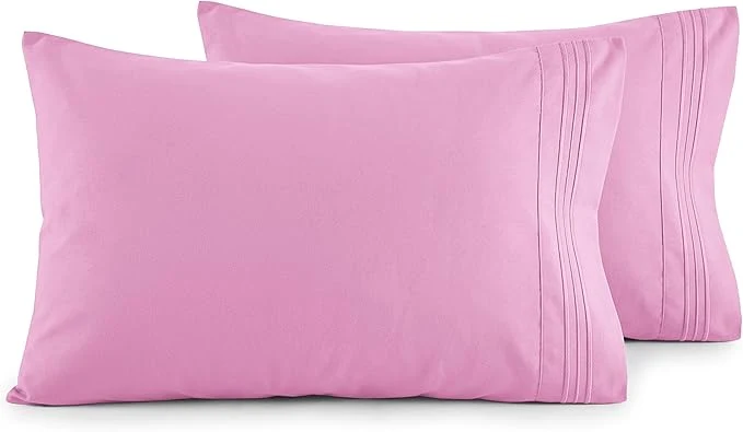 Easy-to-Use Elegant Comfort Luxury Ultra-Soft 2-Piece Pillowcase Set - 1500 Premium Hotel Quality Microfiber Double Brushed - Wrinkle Resistant Standard Queen Light Pink Original