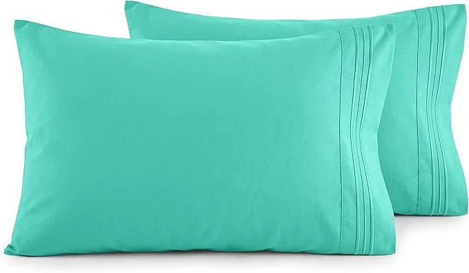 Verified Elegant Comfort Luxury Ultra-Soft 2-Piece Pillowcase Set - 1500 Premium Hotel Quality Microfiber Double Brushed - Wrinkle Resistant Standard Queen Paradise Teal Crafted