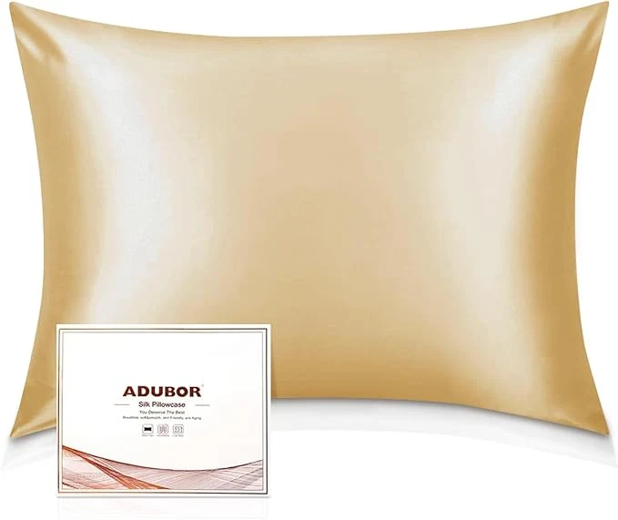 Advanced Adubor Silk Pillowcase - Mulberry Silk Pillow Cases 22 Momme 6A Grade Fibers Silk Pillow Case for Hair and Skin Health with Hidden Zipper King 20 39 39 ×36 39 39 Gold 1PC Smooth