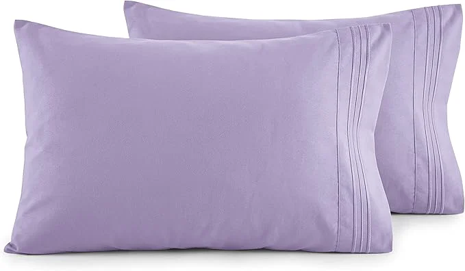 Crafted Elegant Comfort Luxury Ultra-Soft 2-Piece Pillowcase Set - 1500 Premium Hotel Quality Microfiber Double Brushed - Wrinkle Resistant Standard Queen Lilac Responsible