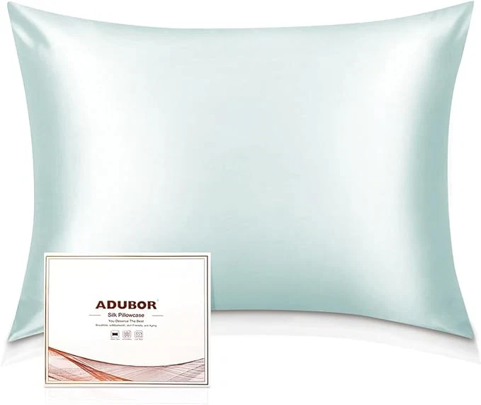 Refined Adubor Silk Pillowcase - Mulberry Silk Pillow Cases 22 Momme 6A Grade Fibers Silk Pillow Case for Hair and Skin Health with Hidden Zipper Queen 20 39 39 x30 39 39 Light Green 1PC Sustainable