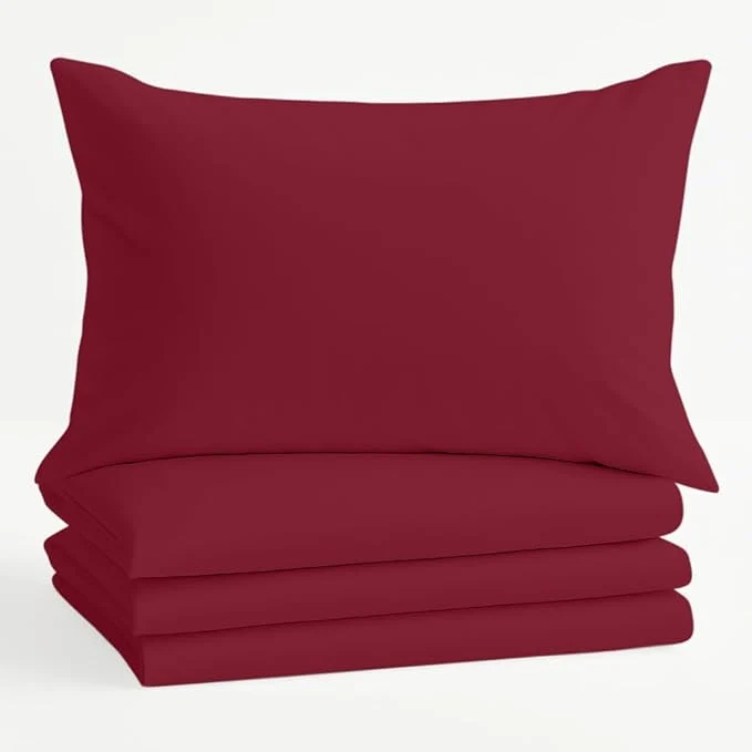 Solid Comfort Beddings Standard Pillowcases Set of 4 – Organic Cotton 600 Thread Count Sateen Soft amp Comfy Pillow Covers with Envelope Closure Burgundy Standard Size 20 x 26 Inches Fine Crafted