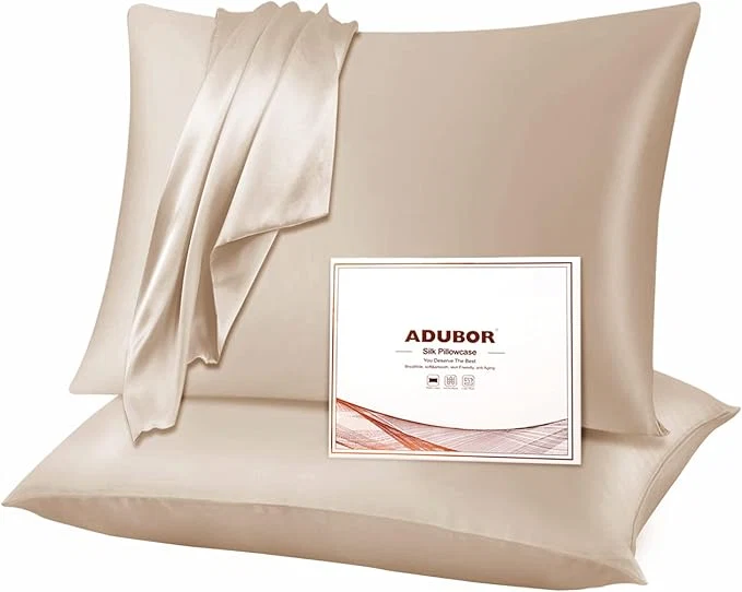 Green Adubor Silk Pillowcase 2 Pack for Hair and Skin with Hidden Zipper Both Sides 23 Momme Silk Pillow Case Beige Standard 20 39 39 x26 39 39 Top-Quality
