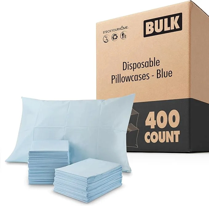 Carefully Designed Stock Your Home 400 Count Disposable Pillow Case Covers Tissue Poly 21 quot x 30 quot Standard Size Single-Use Pillowcases with Moisture Barrier in Blue High-End
