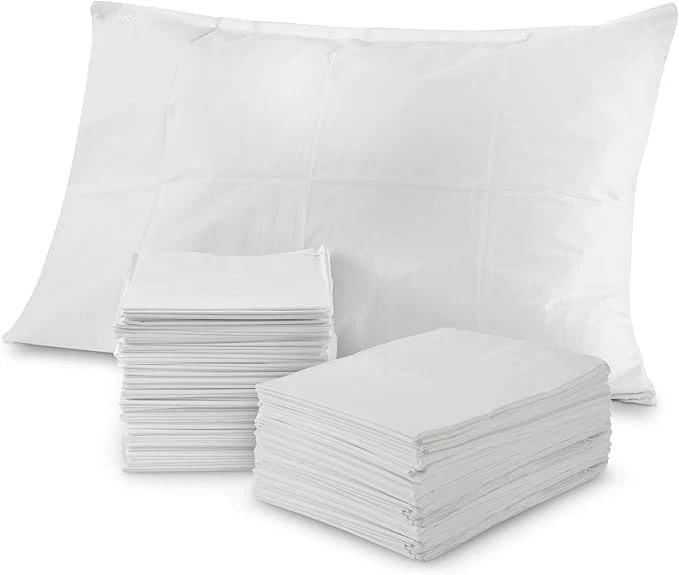 Sophisticated Stock Your Home 100 Count Disposable Pillow Case Covers Tissue Poly 21 quot x 30 quot Standard Size Single-Use Pillowcases with Moisture Barrier in White Expertly Made