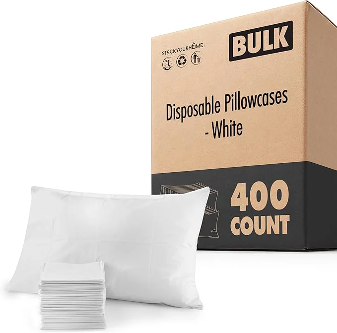 Clean Stock Your Home 400 Count Disposable Pillow Case Covers Tissue Poly 21 quot x 30 quot Standard Size Single-Use Pillowcases with Moisture Barrier in White Advanced
