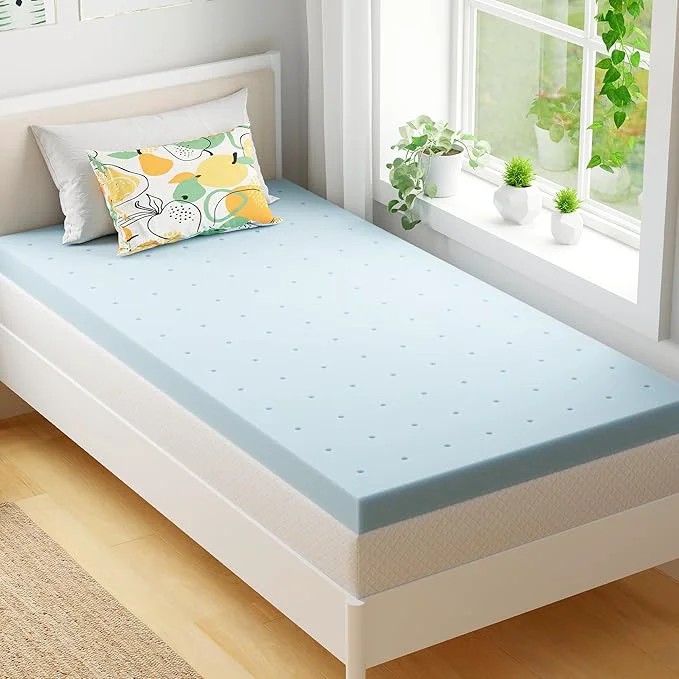 Minimalist EGOHOME 2 Inch Twin Memory Foam Mattress Topper Cooling Gel Infused amp Pressure Relieving Pad in a Box Dorm Room Essentials CertiPUR Blue Innovative