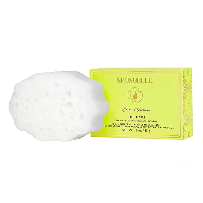 Fine Spongellé Coconut Verbena Pedi Buffer Bath Sponge Exfoliating Foot Heel Exclusive
