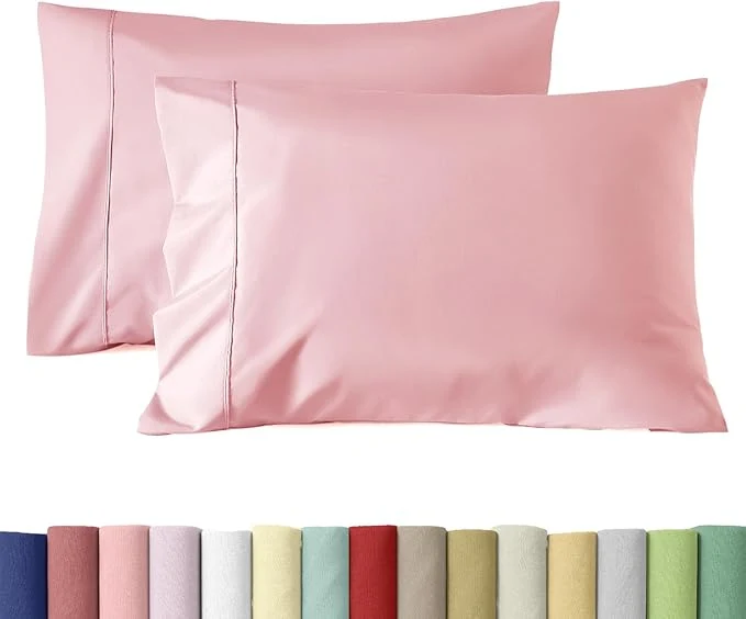 WINLIFE Cotton Pillowcases Set of 2 Queen Size Long Staple Silky Envelope Pillow Cases 20×30 inches Soft and Breathable Pillow Cover Pink Unique