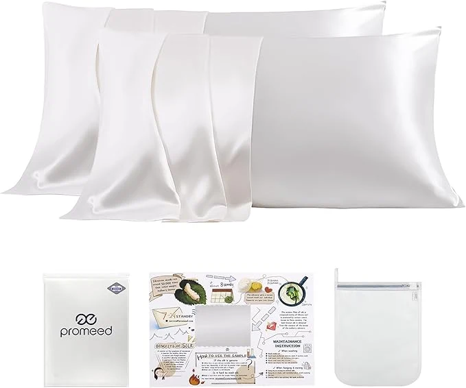 Comfortable PROMEED Mulberry Silk Pillowcases 2 Pack King Size 23 Momme 6A Grade Natural Silk Pillow Cases Set of 2 Pure Silk Anti Acne Pillowcase King 20 quot x36 quot White Stylish
