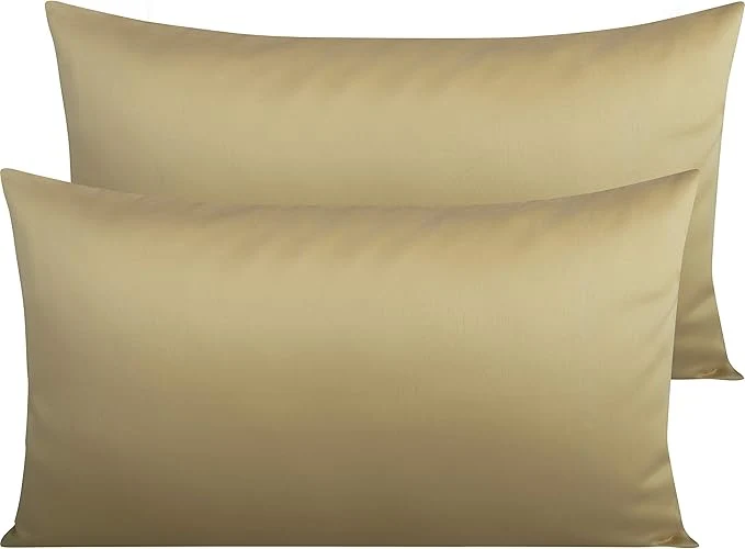 Crafted NTBAY Egyptian Cotton King Pillowcases - Set of 2 500 Thread Count Cotton Pillowcases - Soft and Breathable Envelope Closure Pillow Cases - 20x36 Pillow Covers for Bed Khaki Durable