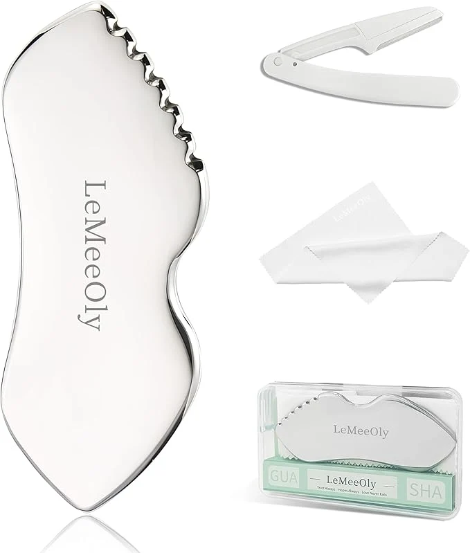 Excellent LeMeeOly Stainless Steel Gua Sha Facial Tools Metal GuaSha Tool First-Class
