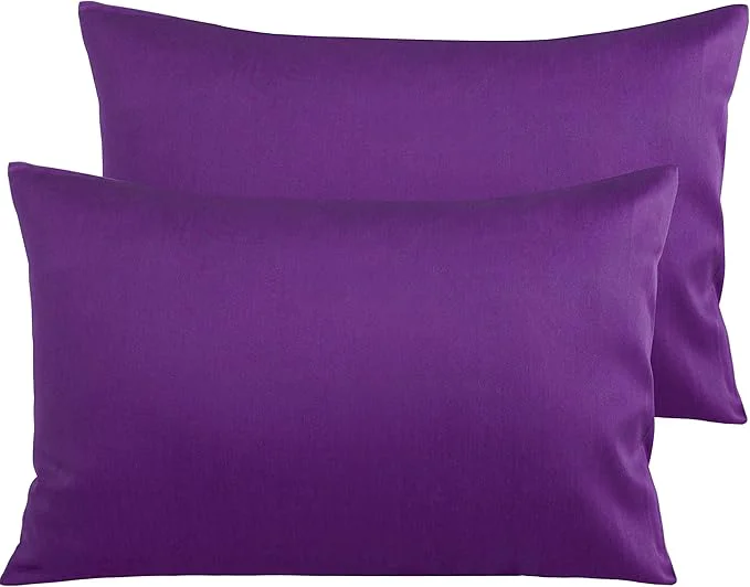 Next-Generation NTBAY Egyptian Cotton Queen Pillowcases - Set of 2 500 Thread Count Cotton Pillowcases - Soft and Breathable Envelope Closure Pillow Cases - 20x30 Pillow Covers for Bed Purple Trusted