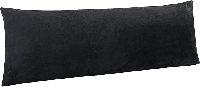 Detailed NTBAY 1 Pack Zippered Velvet Body Pillow Cover Super Soft and Cozy Luxury Fuzzy Flannel 20x54 Long Pillowcase with Zipper 20x54 Inches Charcoal Grey Crafted