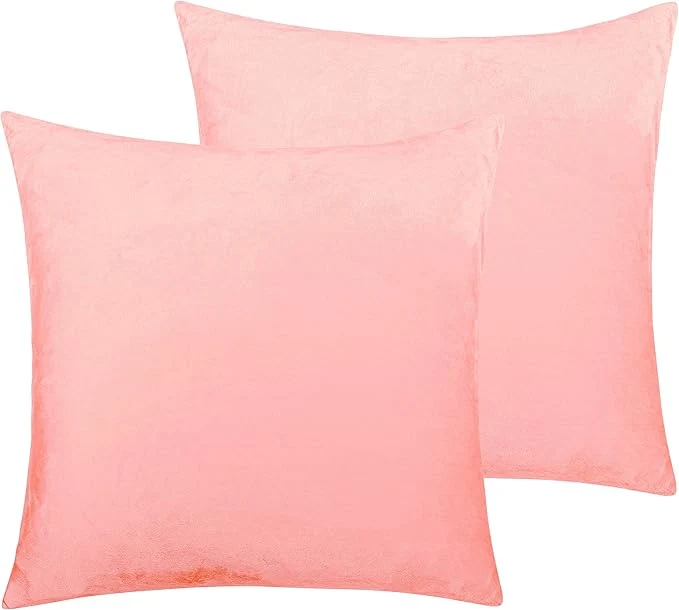 Natural NTBAY Zippered Velvet Square Throw Pillow Covers 2 Pack Super Soft and Luxury Decorative Cushion Cases 22x22 Inches Light Pink Exclusive