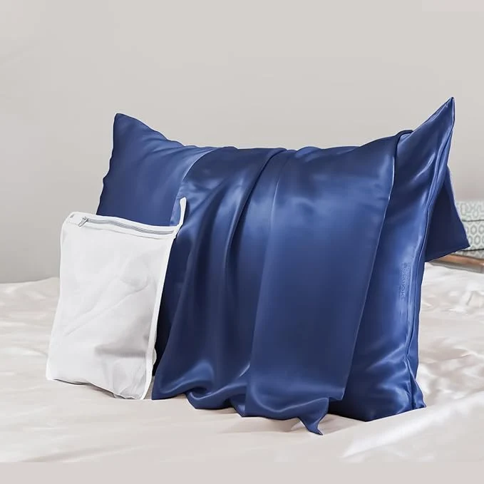 Selected PROMEED Mulberry Silk Pillowcase for Hair and Skin - Allergen Resistant Both Sides 23 Momme 1400 TC Silk Bed Pillow Cases with Hidden Zipper 1PC King 20 quot x36 quot Navy High-End