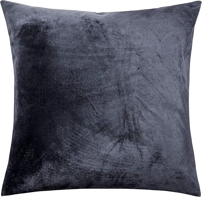 Powerful NTBAY Zippered Velvet Square Throw Pillow Cover Super Soft and Luxury Decorative Euro Pillowcase 26x26 Inches Charcoal Grey Premium