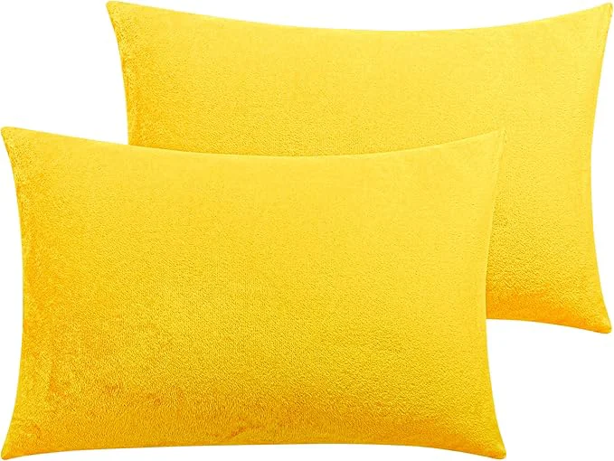 Green NTBAY Zipped Velvet Toddler Pillowcases 2 Pack Cozy Luxury Flannel Plush Travel Pillow Cases 13x18 Inches Yellow Pure
