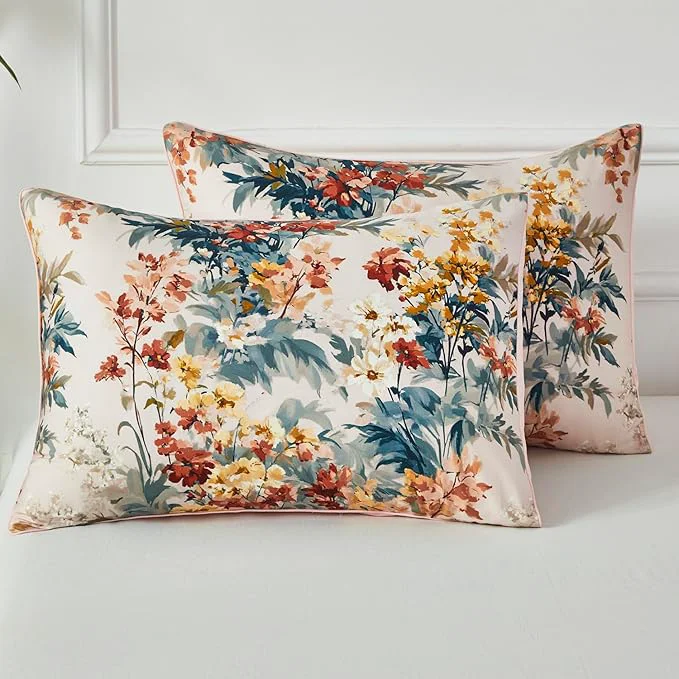 Artisan WINLIFE Cotton Pillow Cases Set of 2 Vintage Wildflowers Printed Pillowcase Envelope Closure Pillow Cover Soft amp Breathable Queen 20 39 39 x 30 39 39 Top-Quality