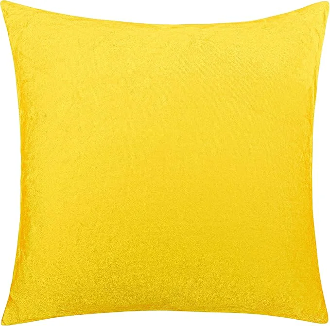 Premium Material NTBAY Velvet Square Zippered Throw Pillow Cover Super Soft and Luxury Decorative Euro Cushion Cover for Sofa Couch 24x24 Inches Yellow Environmentally Friendly