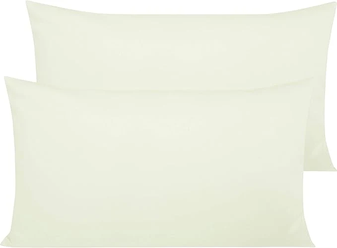 Crafted NTBAY Egyptian Cotton King Pillowcases - Set of 2 500 Thread Count Cotton Pillowcases - Soft and Breathable Envelope Closure Pillow Cases - 20x36 Pillow Covers for Bed Ivory
