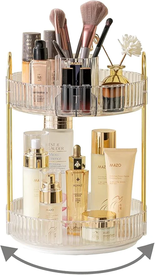 Top-Quality Asayuee 360 Rotating Makeup Organizer 2 Tier Large Capacity Make Up Organizers Genuine