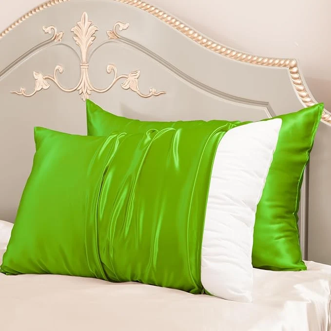 Solid PROMEED 23 Momme Silk Pillowcases 2pcs Set Queen Mulberry Silk Pillow Case Set of 2 Ultra Soft Silk Pillowcase for Hair and Skin Queen 20 quot x30 quot Green High-Grade