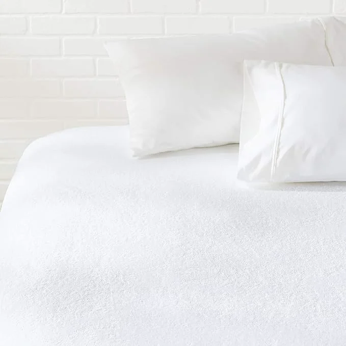 Original Amazon Basics Waterproof Breathable Mattress Protector King Size 18 inch Deep Machine Washable White Fine