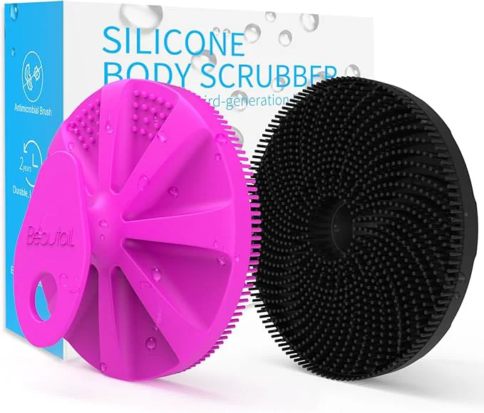 Versatile Silicone Body Scrubber 2 Pack BEAUTAIL Gentle Bristles Shower Bath Brush Trusted
