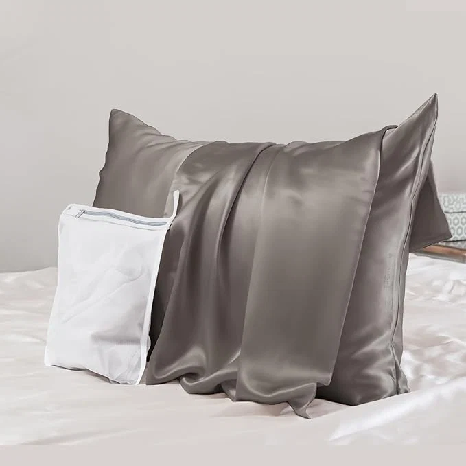 Convenient PROMEED Grey Silk Pillowcase King Size - Both Sides 23 Momme Grade 6A Mulberry Silk Pillow Case Covers for Hair and Skin Soft and Acne King 20 quot x36 quot Grey Top-Quality