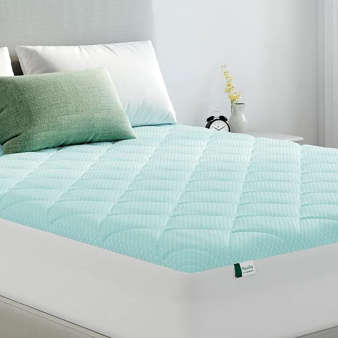 Reusable Novilla Cooling Mattress Topper California King Cooling Infused Mattress Pad for Hot Sleepers Breathable Mattress Cover with Deep Pocket Soft Down Bed Topper for Back Pain Relief Casual