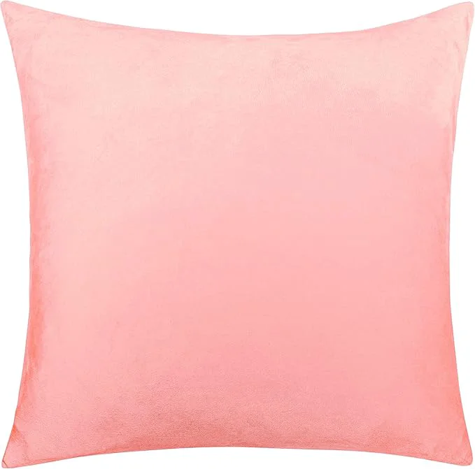Authentic NTBAY Zippered Velvet Square Throw Pillow Cover Super Soft and Luxury Decorative Euro Pillowcase 26x26 Inches Light Pink