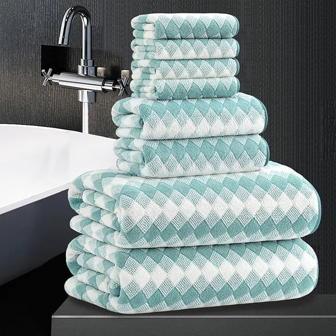Outstanding 8 Piece Bathroom Towel Set Aqua 2 Oversized Large Bath Towels Sheet 2 Hand Authentic