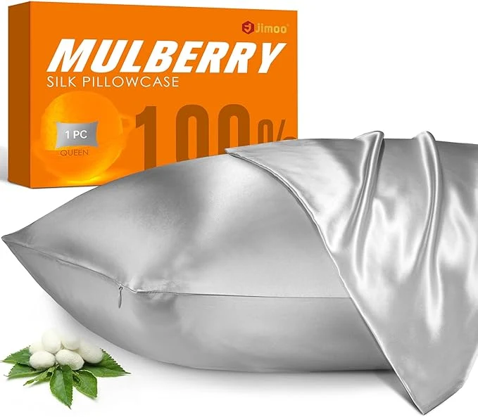 Certified Mulberry Silk Pillowcase for Hair and Skin 22 Momme Pure Natural Silk Pillow Case Both Sided with Zipper Pillow Cover for Women Mom Men Silver Grey King 20 39 39 ×36 39 39 1 Pack Soft