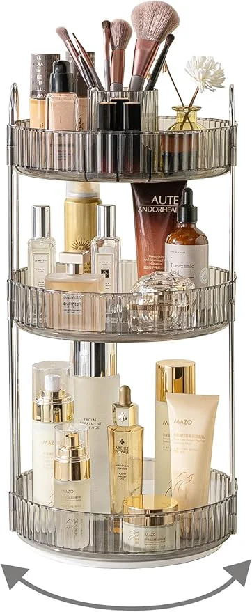 Convenient Asayuee 360 Rotating Makeup Organizer 3 Tier Large Capacity Make Up Organizers Relaxed