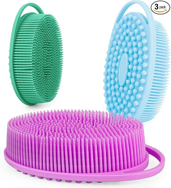 Consistent Soft Silicone Body Scrubber 3 PCS Silicone Body Shower Silicone Loofah 2 in 4 Genuine