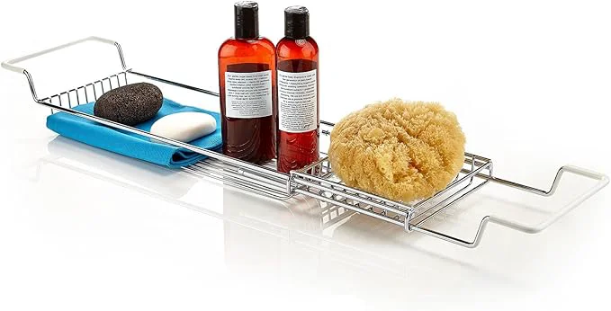Exclusive Home Intuition Stainless Steel Expandable Shower Bathtub Tray Over The Clawfoot Original