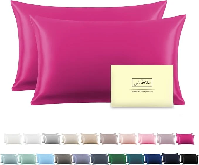 Reliable Silk Pillow Cases 2 Pack Soft Breathable and Sliky Queen Size Pillow Cases Set of 2 Natural Mulberry Silk Pillowcase Set of 2 for Hair and Skin with Hidden Zipper Hot Pink 20 quot X 30 quot 2pcs Enhanced