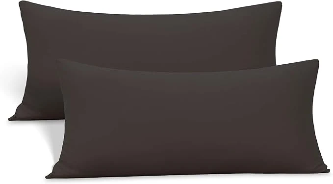 Unique 2-Pack Stretch Pillow Cases - Jersey Knit amp Ultra Soft Envelope Closure Pillowcases T-Shirt Like Microfiber Blend - Suitable for Queen or Standard Size Set of 2 Brown Innovative
