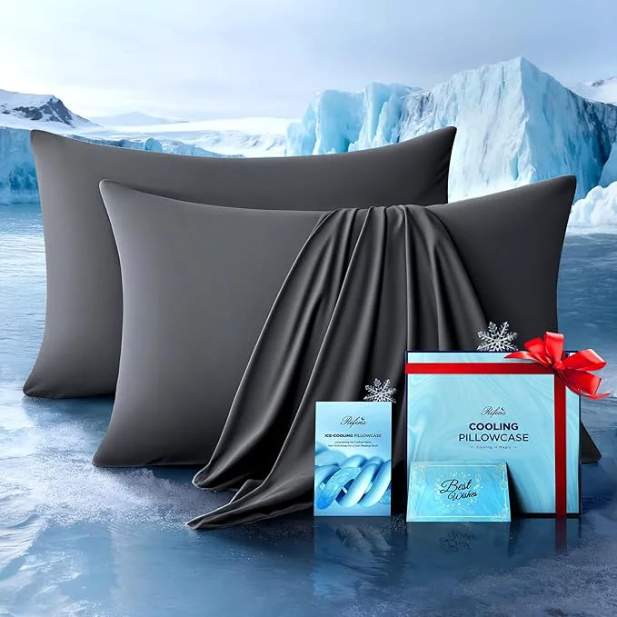 High-Performance Ultra-Chill Cooling Pillowcase Set of 2 for Hot Sleepers Softer Than Silk Pillow Cases for Protecting Hair amp Skin Breathable Bed Pillow Covers w Zipper Gifts for Women Men Dark Gray Standard Superior