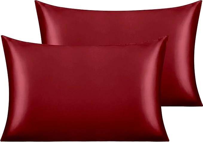 Unique NTBAY 2 Pack Satin Queen Pillowcases for Hair and Skin Luxurious and Silky Pillow Cases with Envelope Closure 20x30 Inches Wine Red Dependable