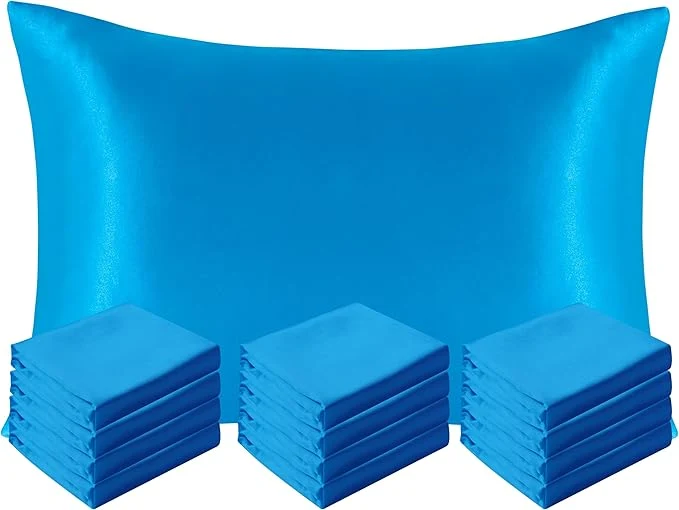 Soft NTBAY 12 Pack Satin King Pillowcases for Hair and Skin Luxurious and Silky Pillow Cases with Envelope Closure 20 x 36 Inches Royal Blue World-Class